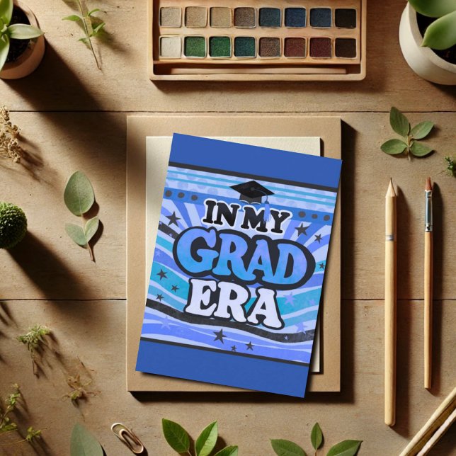 Retro Blue Snyggt-Roligt i min Grad Era-offert Kort (Skapare uppladdad)