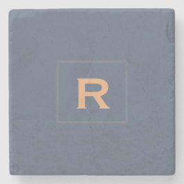 Retro Blue Solid Färg Classic Plain Initial Stenunderlägg