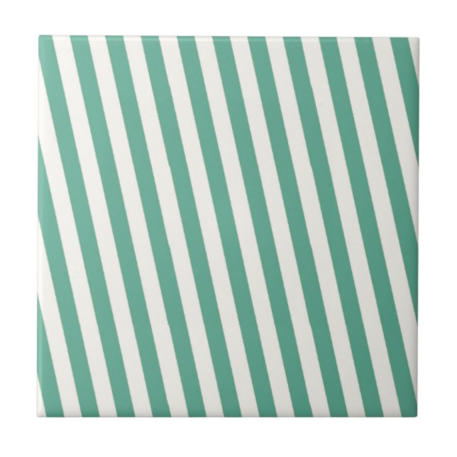 Retro Blue Stripe Mönster Kakelplatta (Framsidan)
