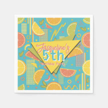 Retro Blue Summer Citrus Fruit Birthday
