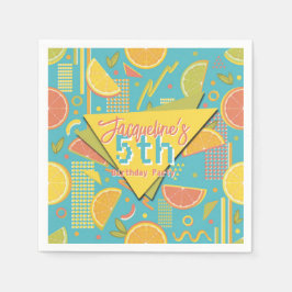 Retro Blue Summer Citrus Fruit Birthday Pappersservett