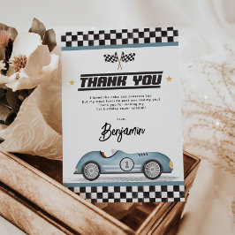 Retro Blue Tävling Car Boy Födelsedagsfest Tack Kort