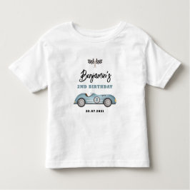 Retro Blue Tävling Car Two Fast Boy 2 Bird T Shirt