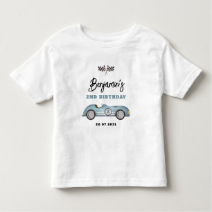 Retro Blue Tävling Car Two Fast Boy 2 Bird T Shirt