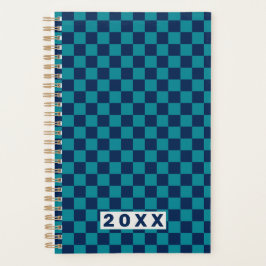 Retro Blue Teal Checkerboard 2026