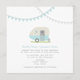 Retro Blue Trailer Wedding bjudits in Inbjudningar
