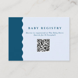 Retro Blue Vågigt Baby-registreringskod QR-kod Tilläggskort