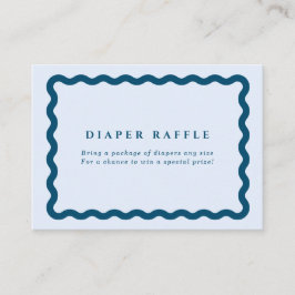 Retro Blue Vågigt Ram Baby Shower Diaper Raffle Tilläggskort