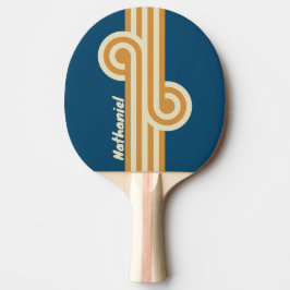 Retro Blue Wave Loop med namn Pingisracket
