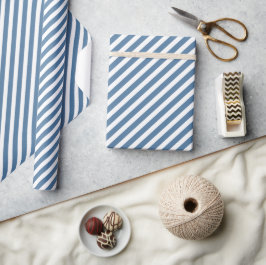 Retro Blue & White Stripe Wrapped Papper Presentpapper