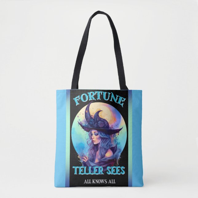 Retro Blue Witch Halloween Tygkasse (Framsida)