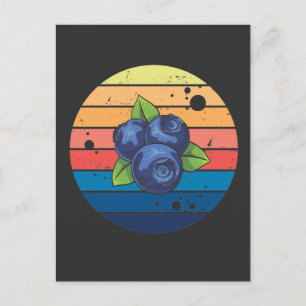 Retro Blueberry Healthy Summer Fruit Berries Vykort