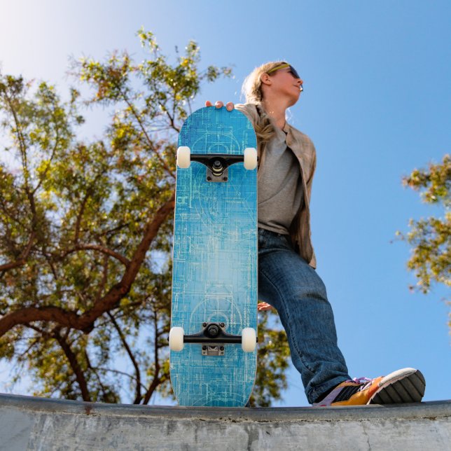 Retro Blueprint Skateboard Art (Utomhus 1)