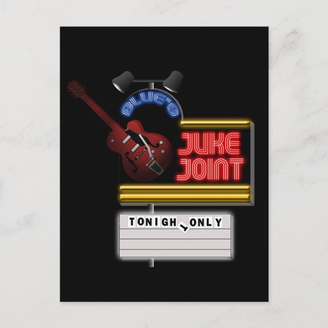 Retro Blues Juke Joint Vykort (Framsida)