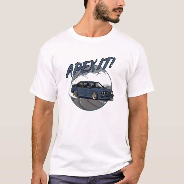 Retro BMW E30 M3 Drifting T-Shirt – "Apex It!" (Framsida)