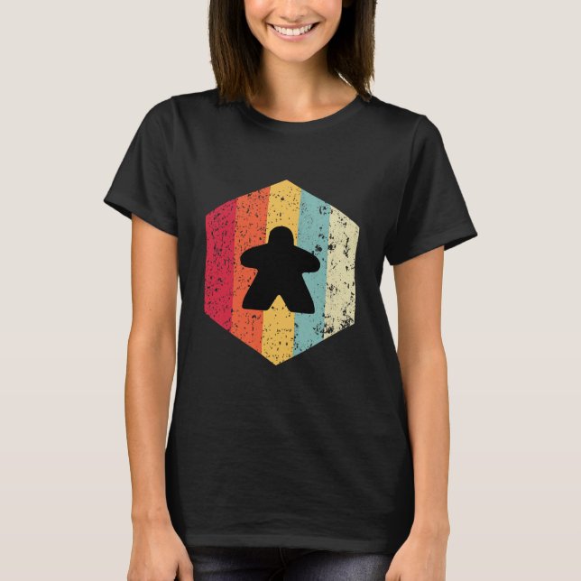 Retro Boardgaming Meeple Boardspel T Shirt (Framsida)