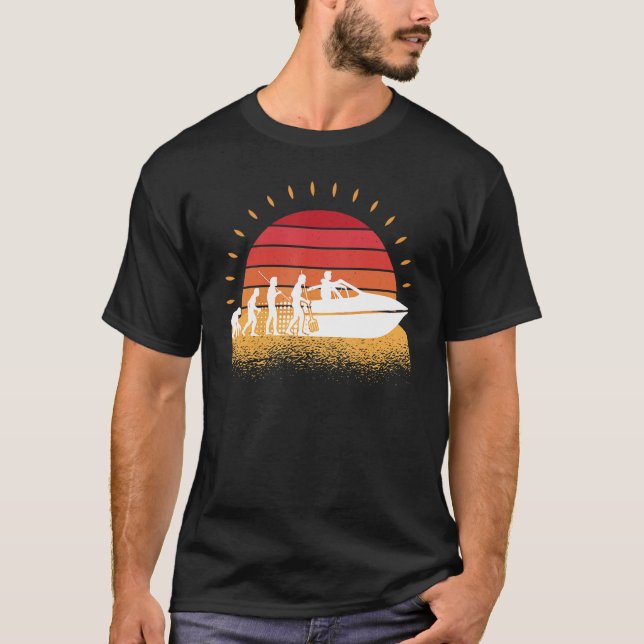 Retro Boating, Motorboat, Funny Motor Boat Kapten T Shirt (Framsida)