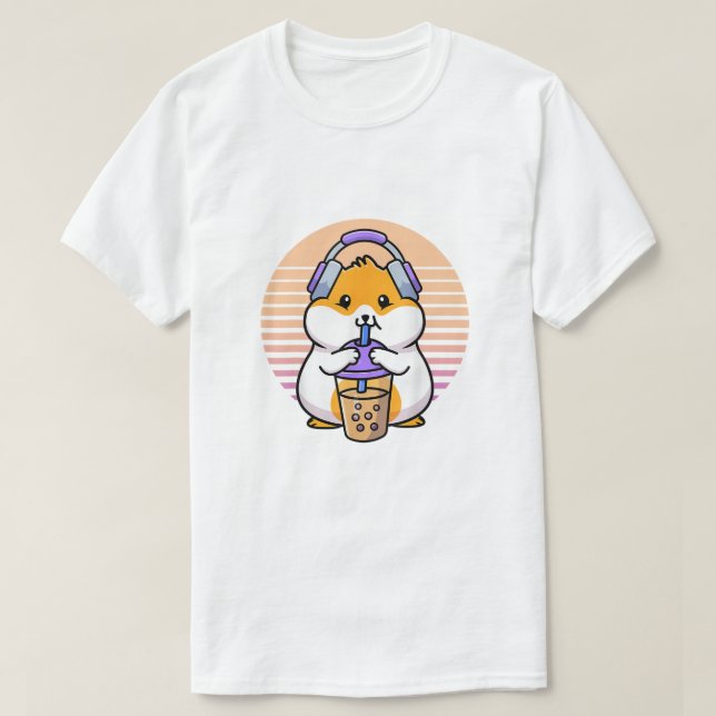 Retro Boba och KPop Shirt Kawaii Hamster K-Pop Mer T (Design framsida)
