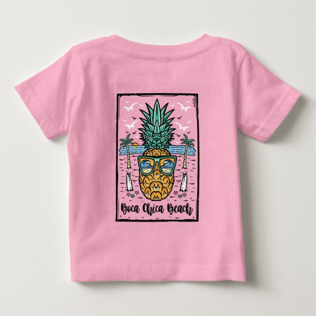 Retro Boca Chica Beach Båda sidor teckningar. T-Sh T Shirt (Baksida)