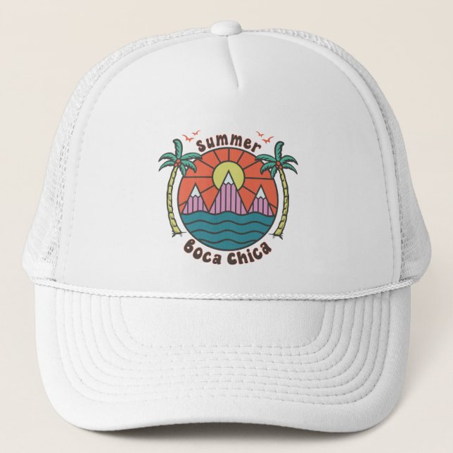 Retro Boca Chica Beach Sunset Keps (Framsida)