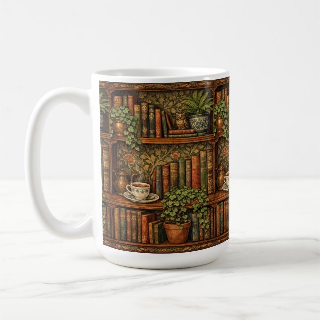 Retro böcker älskare konst kaffemugg (Vänster)
