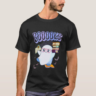 Retro Böcker Spöke Halloween Lärare Bok Bibliotek T Shirt
