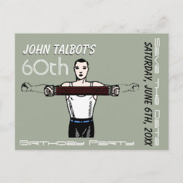 Retro Bodybuilding 60-årsdag Spara datumet Meddelande Vykort