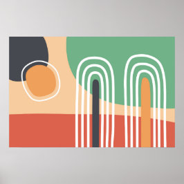 Retro bohemian abstrakt line art poster