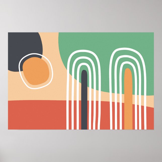 Retro bohemian abstrakt line art poster (Framsidan)