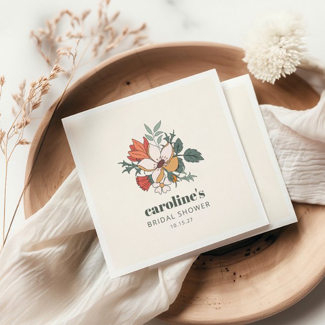 Retro Bohemian Blommigt Nouveau Möhippa Anpassning Pappersservett (Skapare uppladdad)