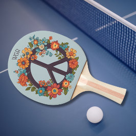 Retro Bohemian Flowers med Fredstecken Pingisracket