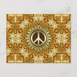 Retro Bohemian Groove Peace Symbol-vykort Vykort