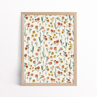 Retro Bohemisk Vildblomma Botanisk Konst Poster