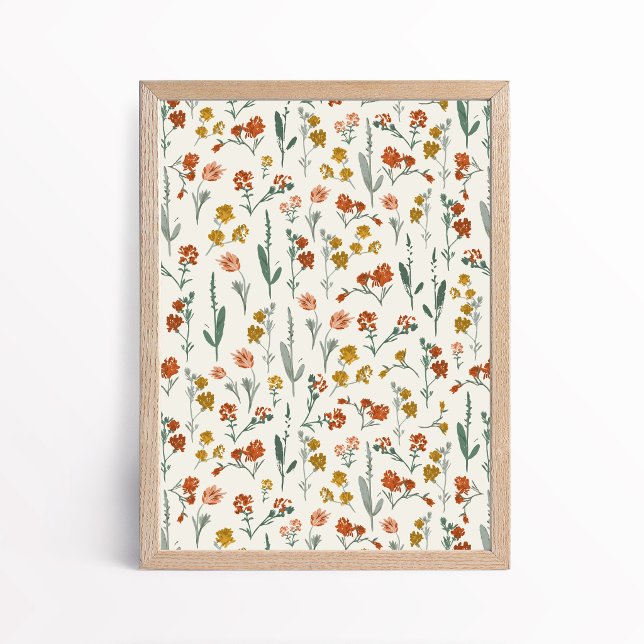 Retro Bohemisk Vildblomma Botanisk Konst Poster (Skapare uppladdad)