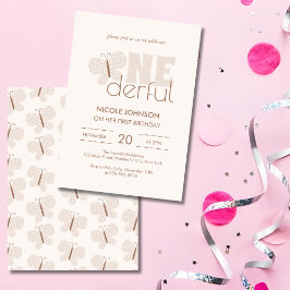 Retro Boho Baby Butterfly Kids 1:a födelsedag Inbjudningar