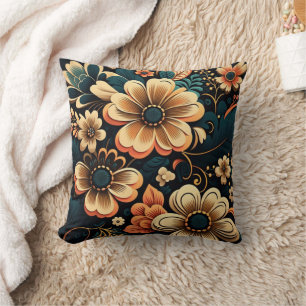 Retro boho-blomma kudde