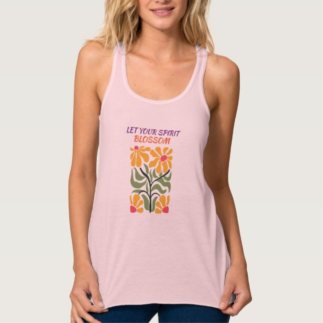 Retro Boho Blommande Blommor Inspiration Citat Linne Med Racerback (Framsida)