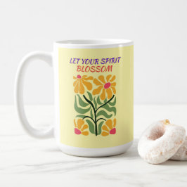 Retro Boho Blommande Blommor Inspirationscitat Kaffemugg