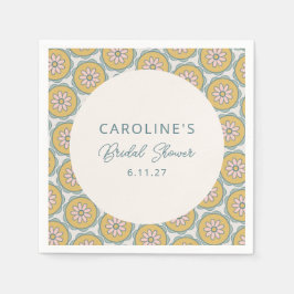 Retro Boho Blommig Gul Anpassad Bröllopsfest Pappersservett