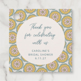 Retro Boho Blommig Gul Anpassad Dusch Tack Gåvor Etiketter