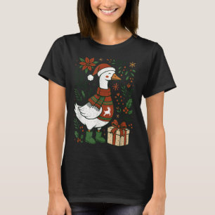 Retro Boho Blommig Roligt Jul Dum Gås Älskare Jul T Shirt