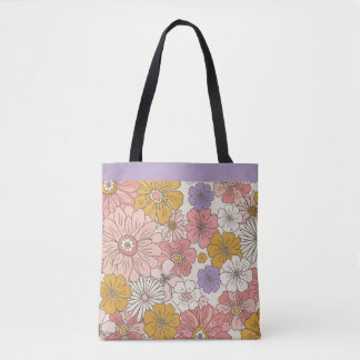 Retro Boho Blommig Trädgård Stor Arbetsmatta Tygkasse