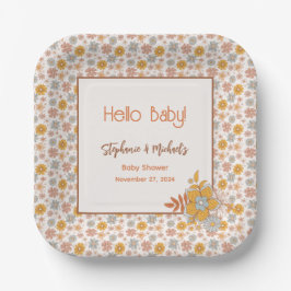 Retro Boho Blommigt Baby Shower Gender Neutral