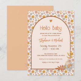 Retro Boho Blommigt Baby Shower-inbjudan Inbjudningar