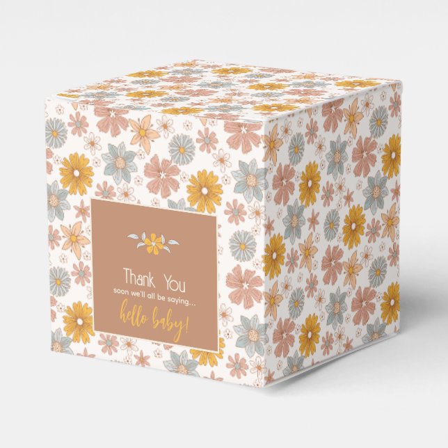 Retro Boho Blommigt Baby Shower Tack Gift Presentaskar (Framsidan Sidan)