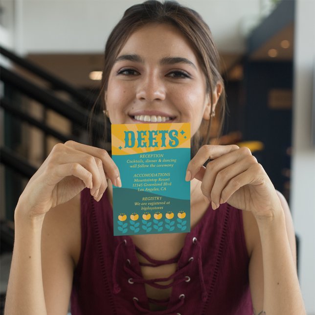 Retro Boho Blommigt Bold & Bright Vår bröllop Tilläggskort (Skapare uppladdad)