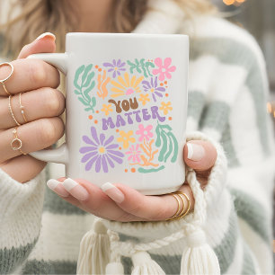Retro Boho-Blommigt Du mäter psykisk hälsa Kaffemugg