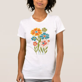 Retro Boho Blommigt Illustration T Shirt