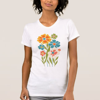 Retro Boho Blommigt Illustration T Shirt