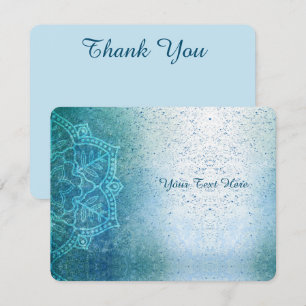 Retro Boho Blommigt Mandala Zen Light Blue Tack Kort